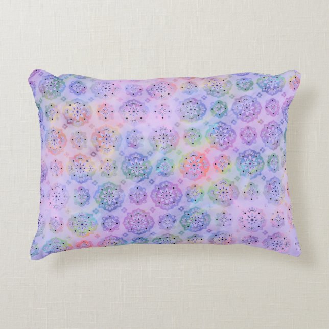 Pastel Watercolor Pattern Accent Pillow  (Front)