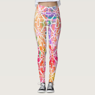 Pastel Watercolor Pattern Leggings