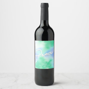 Pastel Watercolor, Peace Wine Label