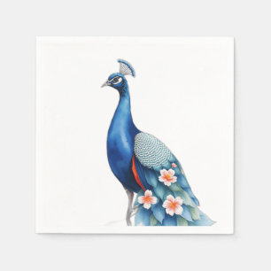 Pastel Watercolor Peacock Art Napkin