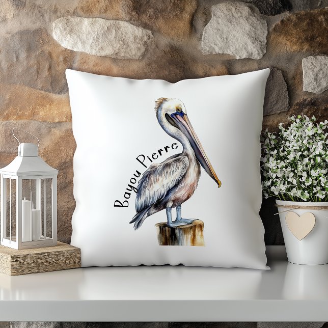Pastel Watercolor Pelican Bayou Pierre Louisiana Cushion (Creator Uploaded)