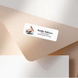 Pastel Watercolor Pelican Louisiana Address Label