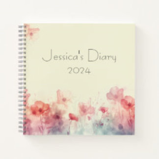 Pastel Watercolor Personalised Diary Notebook