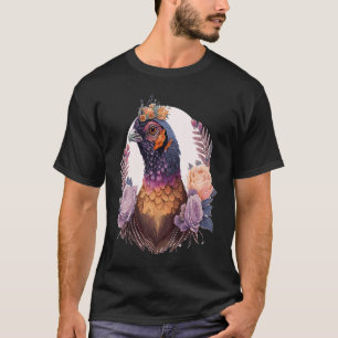 Pastel Watercolor Pheasant Bird Flower Crown Pet B T-Shirt