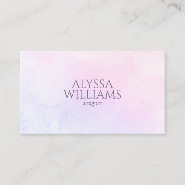 Pastel Watercolor Pink Elegant Modern Cute Business Card (Front)