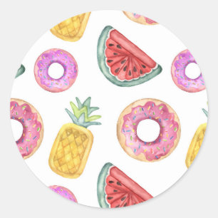 Pastel Watercolor Pool Float Pattern Classic Round Sticker