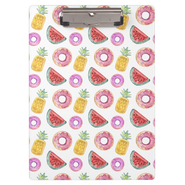 Pastel Watercolor Pool Float Pattern Clipboard (Front)