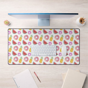 Pastel Watercolor Pool Float Pattern Desk Mat