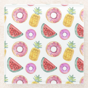 Pastel Watercolor Pool Float Pattern Glass Coaster