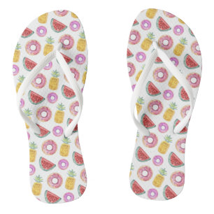 Pastel Watercolor Pool Float Pattern Jandals