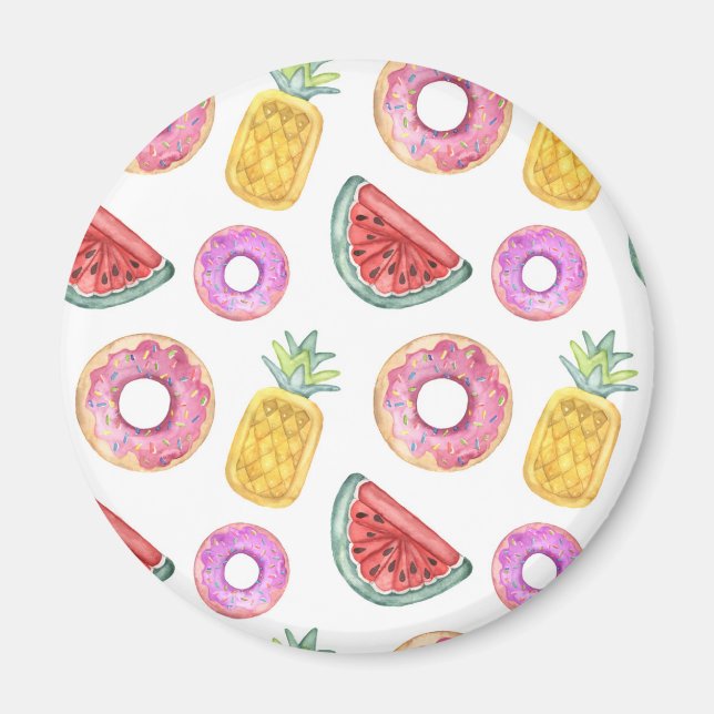 Pastel Watercolor Pool Float Pattern Magnet (Front)