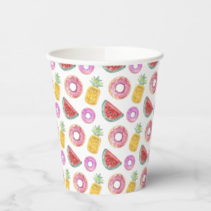 Pastel Watercolor Pool Float Pattern Paper Cups