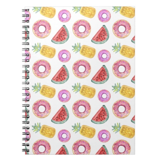 Pastel Watercolor Pool Float Pattern Spiral Notebook (Front)