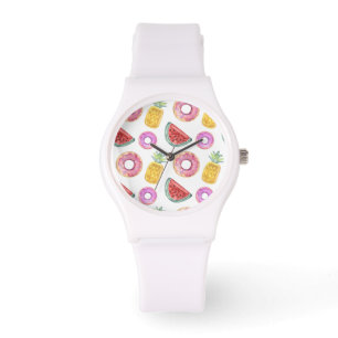 Pastel Watercolor Pool Float Pattern Watch
