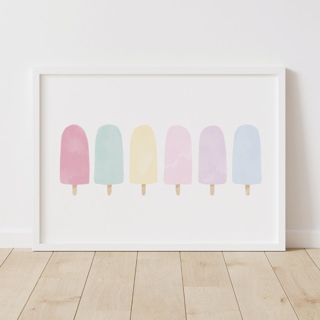 Pastel Watercolor Popsicle Girls Room Poster (Creator Uploaded)