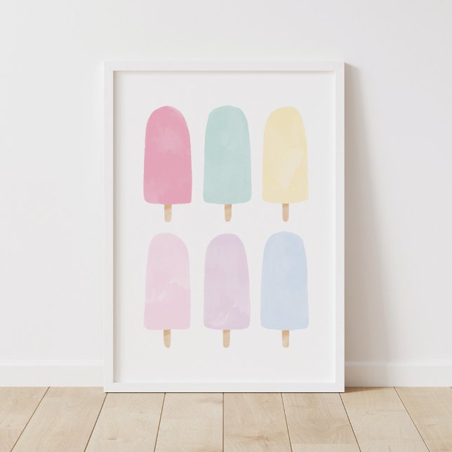 Pastel Watercolor Popsicle Girls Room Poster (Creator Uploaded)