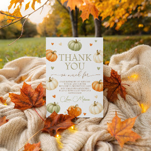 Pastel Watercolor Pumpkin Birthday Thank You Invitation