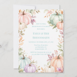 Pastel Watercolor Pumpkins Bridesmaids Luncheon Invitation