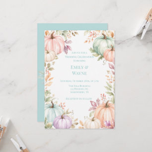 Pastel Watercolor Pumpkins Wedding Celebration Invitation