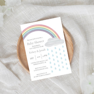 Pastel Watercolor Rainbow Baby Shower Invitation
