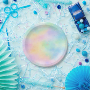 Pastel Watercolor Rainbow Paper Plates Soft