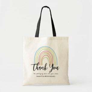Pastel watercolor rainbow teacher thank you gift tote bag
