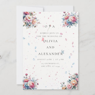 Pastel Watercolor Rose Wedding Invitation