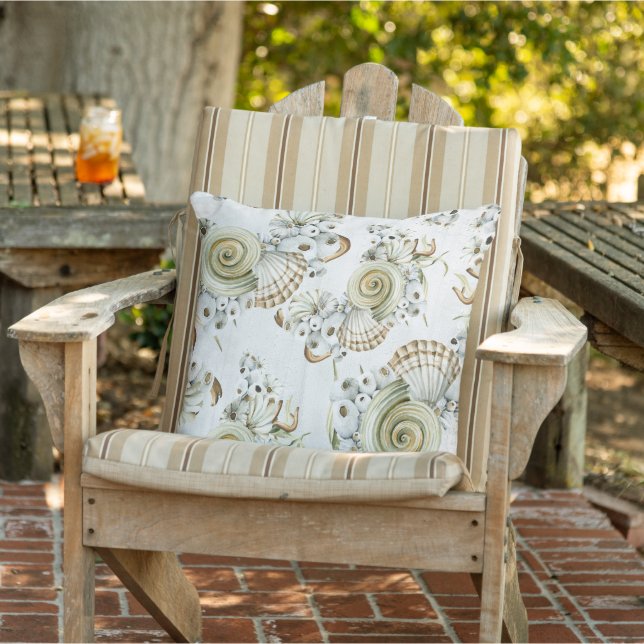 Pastel watercolor seashell pattern cushion (Chair)