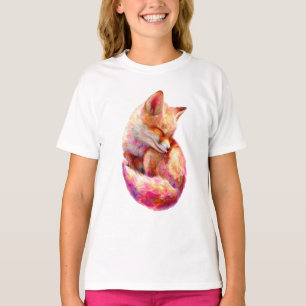 Pastel Watercolor Sleeping Fox Kids T-Shirt