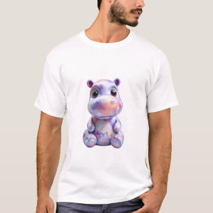 Pastel Watercolor Splatter Galaxy Hippo Men T-Shirt