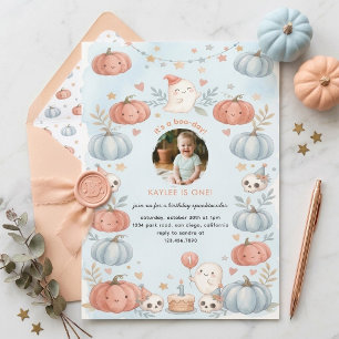Pastel Watercolor Spooky One Halloween First Birth Invitation