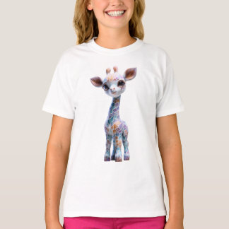 Pastel Watercolor Stained Glass Giraffe Kids T-Shirt