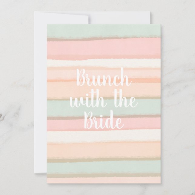 Pastel Watercolor Stripes Brunch Bridal Shower Invitation (Front)