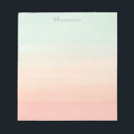 Pastel Watercolor Stripes Green Peach Personalised Notepad<br><div class="desc">This stylish personalised stationery notepad features beautiful abstract watercolor stripes in pastel shades of sea glass and peach coral. Personalise it with your name in handwritten script lettering. Great gift idea.</div>