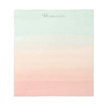 Pastel Watercolor Stripes Green Peach Personalised