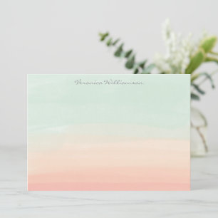 Pastel Watercolor Stripes Mint Peach Personalised Card
