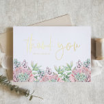 Pastel Watercolor Succulents Birthday Thank You Foil Greeting Card<br><div class="desc">Send thanks with this customisable gold foil thank you card. It features watercolor illustration of a pastel pink and green succulents bouquet. Personalise by adding your details. This succulent thank you card is perfect for weddings,  birthdays,  baby showers,  and bridal showers.</div>