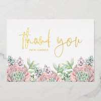 Pastel Watercolor Succulents Thank You Card