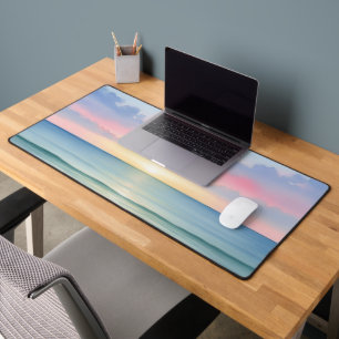 Pastel Watercolor Sunset Beach Desk Mat