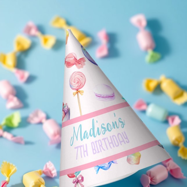 Pastel Watercolor Sweet Candy Wonderland Birthday Party Hat (Creator Uploaded)