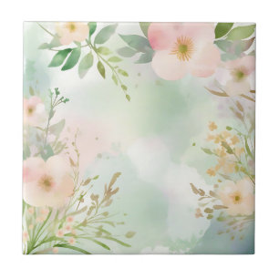 Pastel Watercolor Textures with Floral Tile