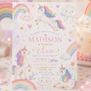 Pastel Watercolor Unicorn Birthday Invitation