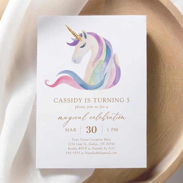 Pastel Watercolor Unicorn Birthday Invitation (Creator Uploaded)