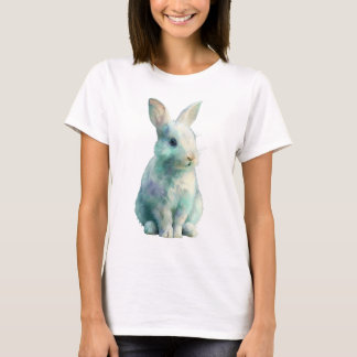 Pastel Watercolor Whimsical Bunny Rabbit Women T-Shirt