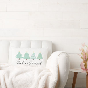 Pastel Watercolor Whimsical Christmas Tree  Lumbar Cushion
