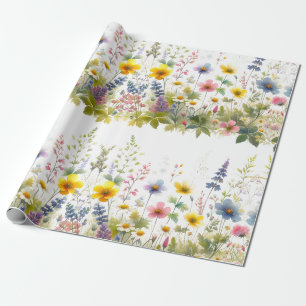 Pastel Watercolor Wildflower Floral Wrapping Paper