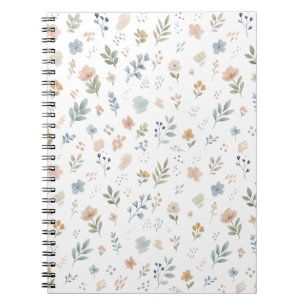 Pastel Watercolor Wildflower Seamless Pattern Notebook
