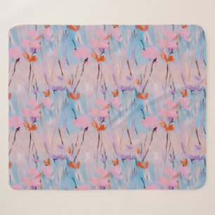 Pastel Watercolor Wildflower Sherpa Blanket