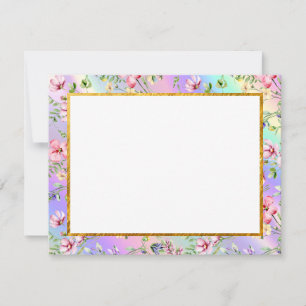 Pastel Watercolor Wildflower Stationery with Gold Card