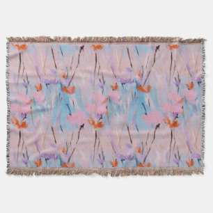 Pastel Watercolor Wildflower Throw Blanket